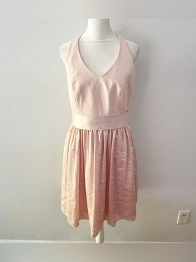 White Vera Wang Women Bow Halter Dress Size 8 Pink Formal Event Wedding Cocktail